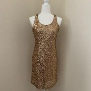 INC Gold Sequin Racerback Dress